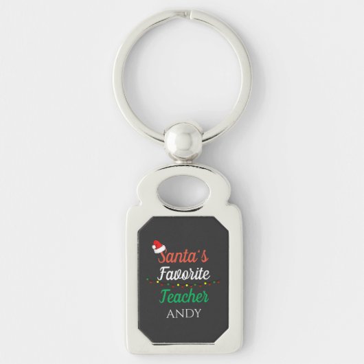 Kerstman Favoriete leraar Merry Christmas Teacher Sleutelhanger (Voorkant)