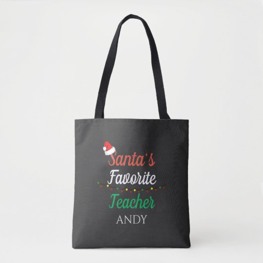 Kerstman Favoriete leraar Merry Christmas Teacher Tote Bag (Voorkant)