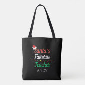 Kerstman Favoriete leraar Merry Christmas Teacher Tote Bag (Achterkant)