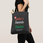 Kerstman Favoriete leraar Merry Christmas Teacher Tote Bag (Dichtbij)