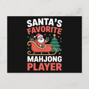 Kerstman Favoriete Mahjong Speler Kerstslee Feestdagenkaart