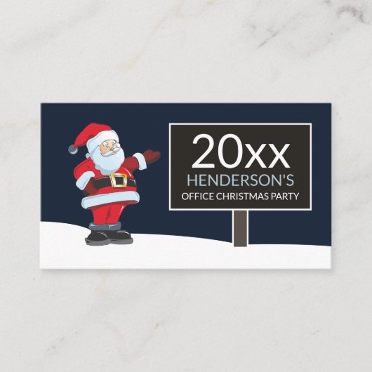 Kerstman feestbord, Kerstfeest ticket Informatiekaartje (Voorkant)