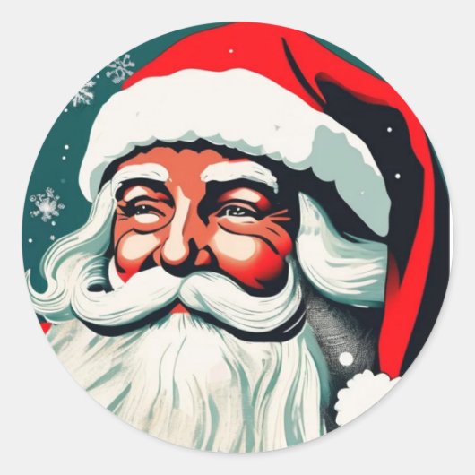 kerstman Feestdagen Ronde Sticker (Voorkant)