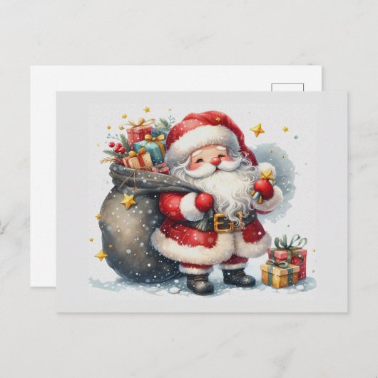 kerstman feestdagenkaart (Voorkant / Achterkant)