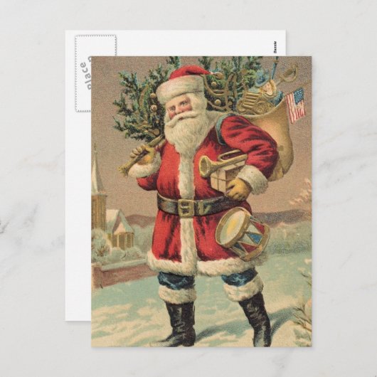  kerstman feestdagenkaart (Voorkant / Achterkant)