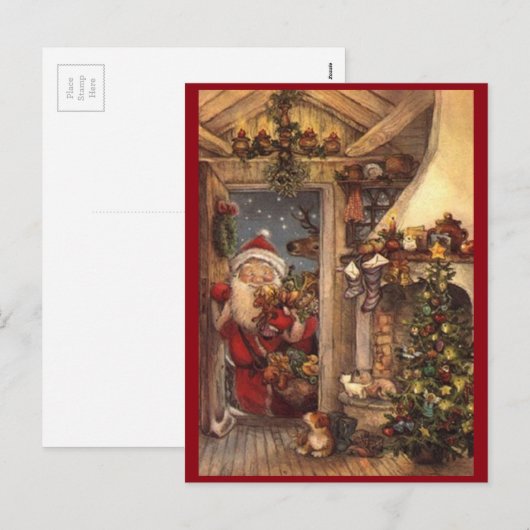  kerstman feestdagenkaart (Voorkant / Achterkant)