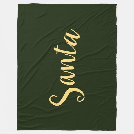 Kerstman Feestelijk Modern Script op Deep Forest G Fleece Deken (Voorkant)