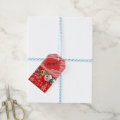 Kerstman feestelijke vrienden cadeaulabel (Met Touw)