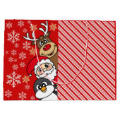Kerstman feestelijke vrienden groot cadeauzakje (Achterkant)