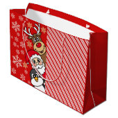 Kerstman feestelijke vrienden groot cadeauzakje (Achterkant Gekanteld)