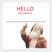 Kerstman Feestnaam Naambadge Kerstmis Vierkante Sticker (Voorkant)