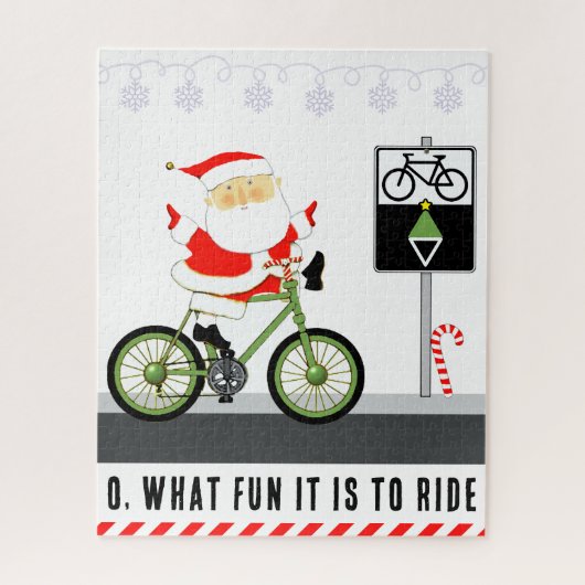 Kerstman fietst met Kerstmis Legpuzzel (Verticaal)