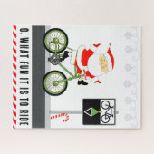 Kerstman fietst met Kerstmis Legpuzzel (Horizontaal)
