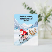 Kerstman fietst met rendieren briefkaart (Staand voorkant)