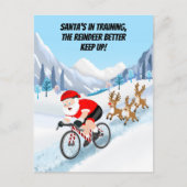 Kerstman fietst met rendieren briefkaart (Voorkant)