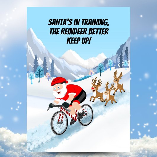 Kerstman fietst met rendieren briefkaart