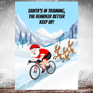 Kerstman fietst met rendieren kaart