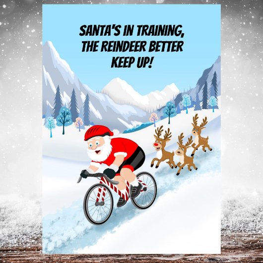 Kerstman fietst met rendieren kaart