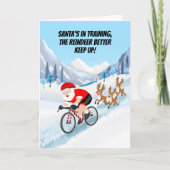 Kerstman fietst met rendieren kaart (Voorkant)