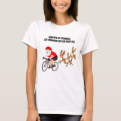 Kerstman fietst met rendieren t-shirt (Voorkant)