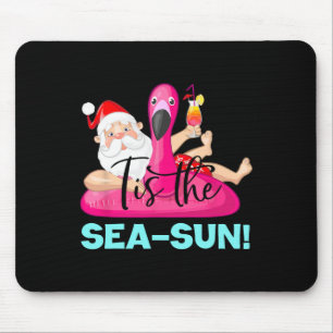 Kerstman Flamingo Drijft Tis De Zee-zon Kerstmis Muismat