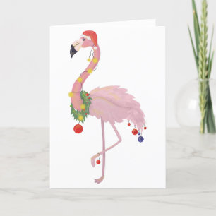 kerstman flamingo feestdagen kaart
