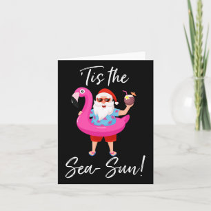 Kerstman Flamingo Float Tis De Zee-zon Kerstmis Kaart