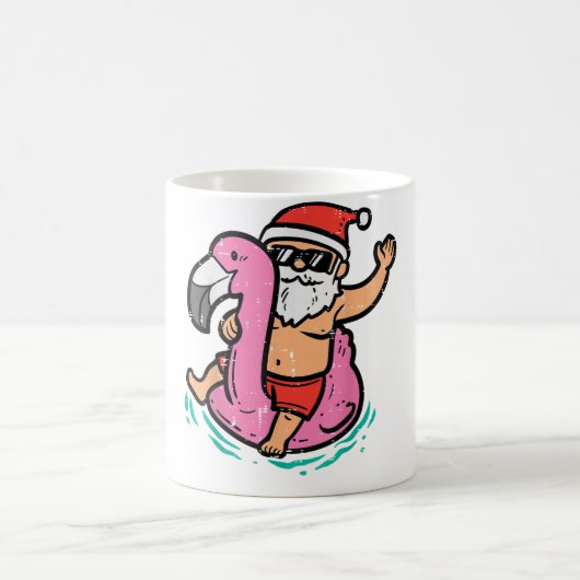 Kerstman Flamingo Opblaasbaar Grappig Kerstfeest I Koffiemok (Center)