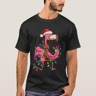 Kerstman Flamingo Verlichting FA La Grappige Dans T-shirt
