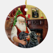 Kerstman - Flat Coated Retriever Keramisch Ornament (Achterkant)
