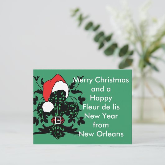 Kerstman Fleur DE lis Feestdagenkaart (Staand voorkant)