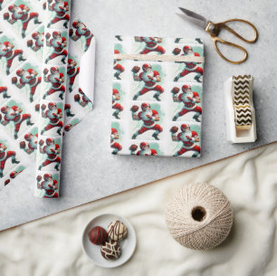 Kerstman Football Speler Kerst Cadeaupapier