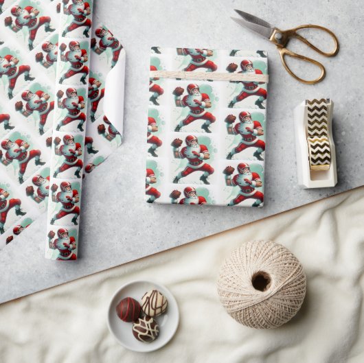 Kerstman Football Speler Kerst Cadeaupapier (Crafts)