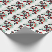 Kerstman Football Speler Kerst Cadeaupapier (Hoek)