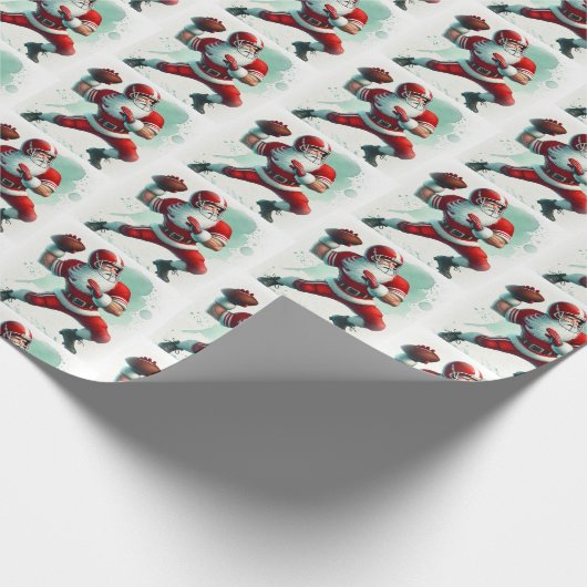 Kerstman Football Speler Kerst Cadeaupapier (Hoek)