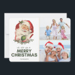 Kerstman Foto Vrolijke Kerstgroet Feestdagenkaart<br><div class="desc">knipogende kerstman in een twee foto kerstmis wenskaart ontwerp met uw favoriete familie foto's van het jaar. Pas deze vakantiekaart aan door twee van uw rechthoekige foto's (of bijsnijden naar rechthoek voordat u uploadt) en uw namen te uploaden. Kaart groet leest: We wensen u een vrolijk kerstfeest en een gelukkig...</div>