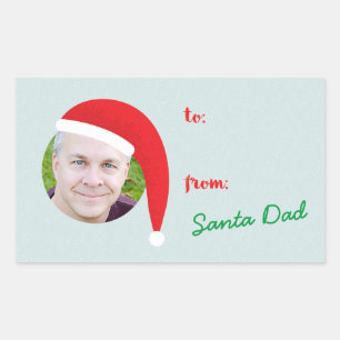Kerstman Fotofeestdag cadeaulabel Rechthoekige Sticker