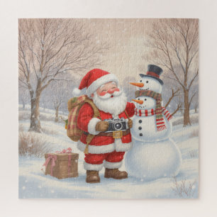 Kerstman Fotograaf & Sneeuwman Familie Kerstmis Legpuzzel