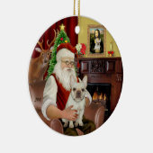 Kerstman-Franse Bulldog 1 Keramisch Ornament (Rechts)