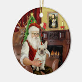 Kerstman-Franse Bulldog 1 Keramisch Ornament (Links)