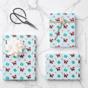 Kerstman Franse Bulldog Gemberkoekjes Inpakpapier Vel