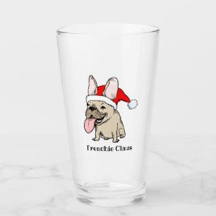 Kerstman Franse Bulldog met aangepaste tekst Glas