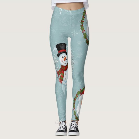 Kerstman Frosty Kerst Leggings AI Gebruikt (Voorkant)