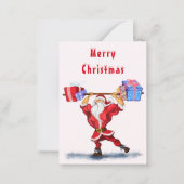 Kerstman Funny Bodybuilder Santa met cadeautjes Notitiekaartje (Voorkant)