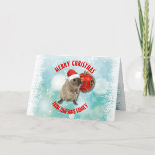 Kerstman Funny Hamster Snowflakes Red Santa Hat Feestdagen Kaart