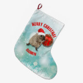 Kerstman Funny Hamster Snowflakes Red Santa Hat Grote Kerstsok (Voorkant (Hangend))