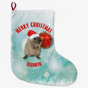 Kerstman Funny Hamster Snowflakes Red Santa Hat Grote Kerstsok