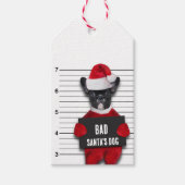 Kerstman Funny Mugshot Bad Santa's Dog Cadeaulabel (Voorkant)