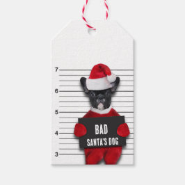 Kerstman Funny Mugshot Bad Santa's Dog Cadeaulabel