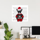 Kerstman Funny Mugshot Bad Santa's Dog Poster (Thuiskantoor)